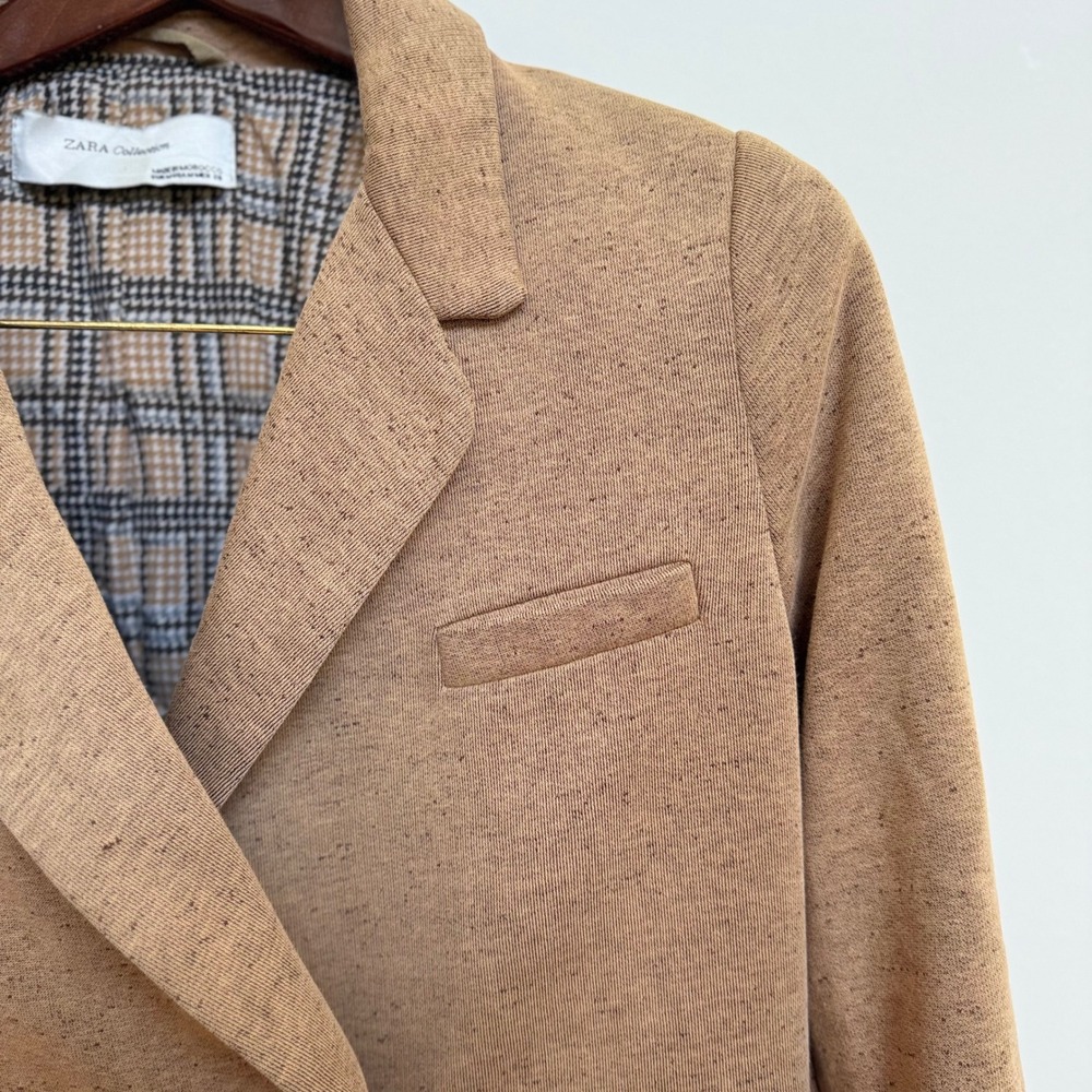 Zara Collection Brown Flecked Double Breasted Long Blazer Coat Women's Medium - Picture 5 of 10